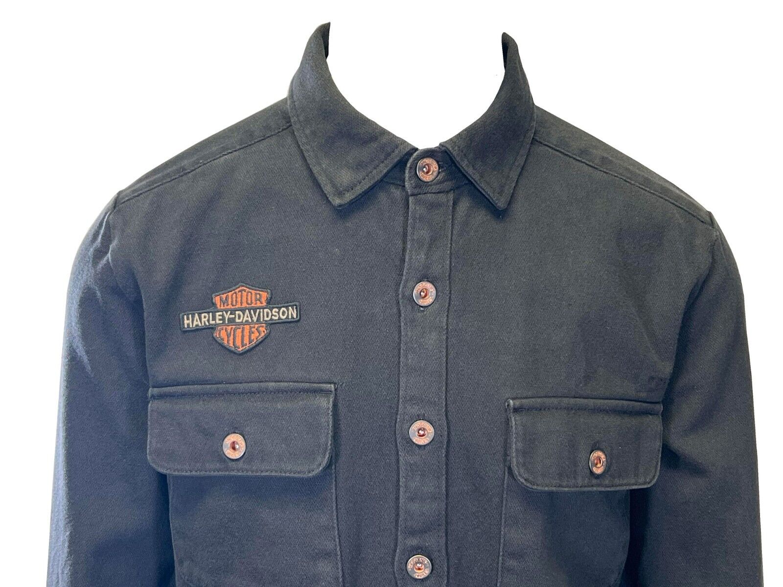 HD Branded Men's Black Shirt Logo Patch Embroidered Long Sleeve (S76)