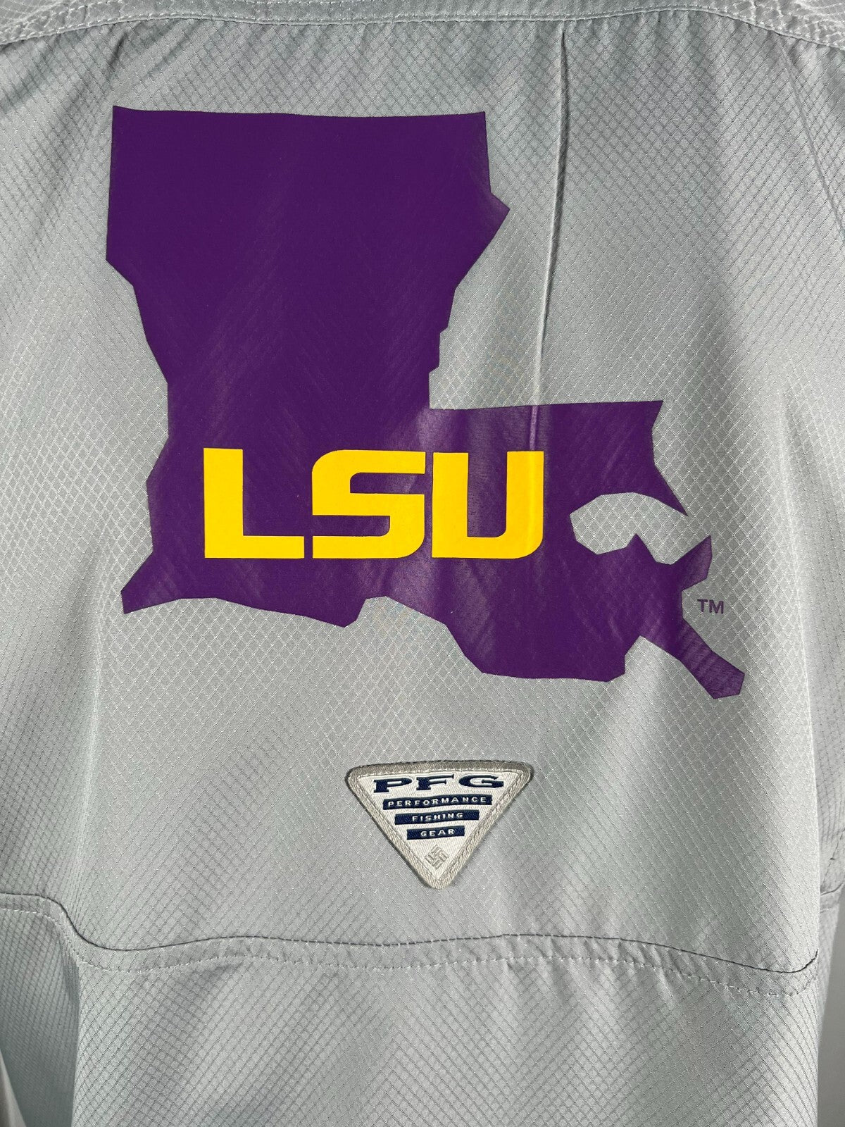 Columbia Men's Gray Shirt LSU Tigers PFG Slack Tide Omni-Shade Camp (334)