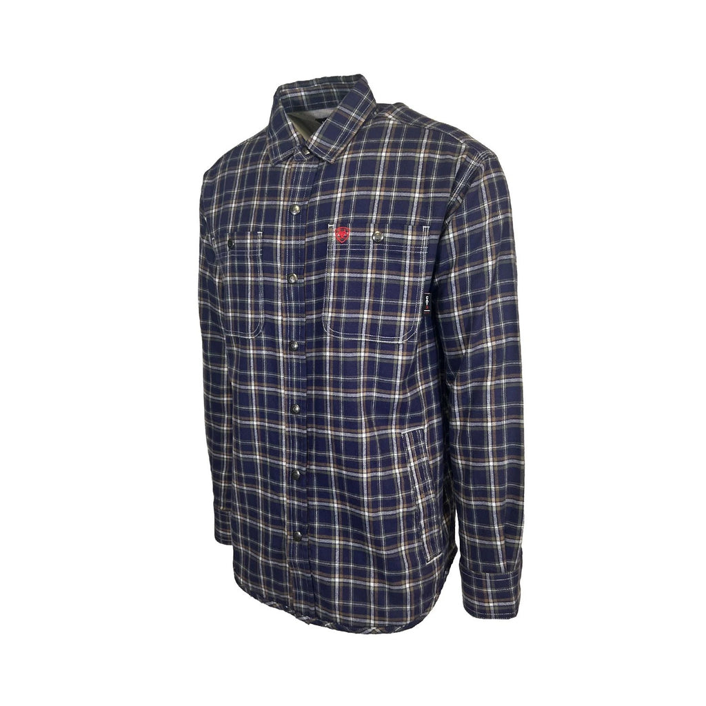 Ariat FR Men's Navy Plaid Shirt Monument Jacket Long Sleeve (S61)