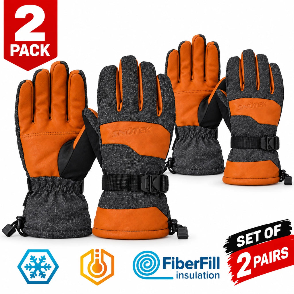 Snotek Men's Dark Tan Gloves - Weatherpoof ST216 Winter Glove 2 Pack (S09)