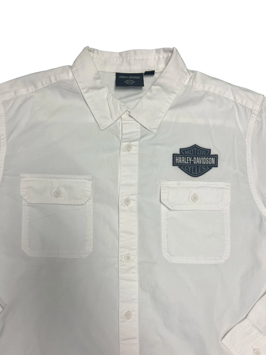 HD Brand Men's White Shirt Bar & Shield Solid Long Sleeve (340)
