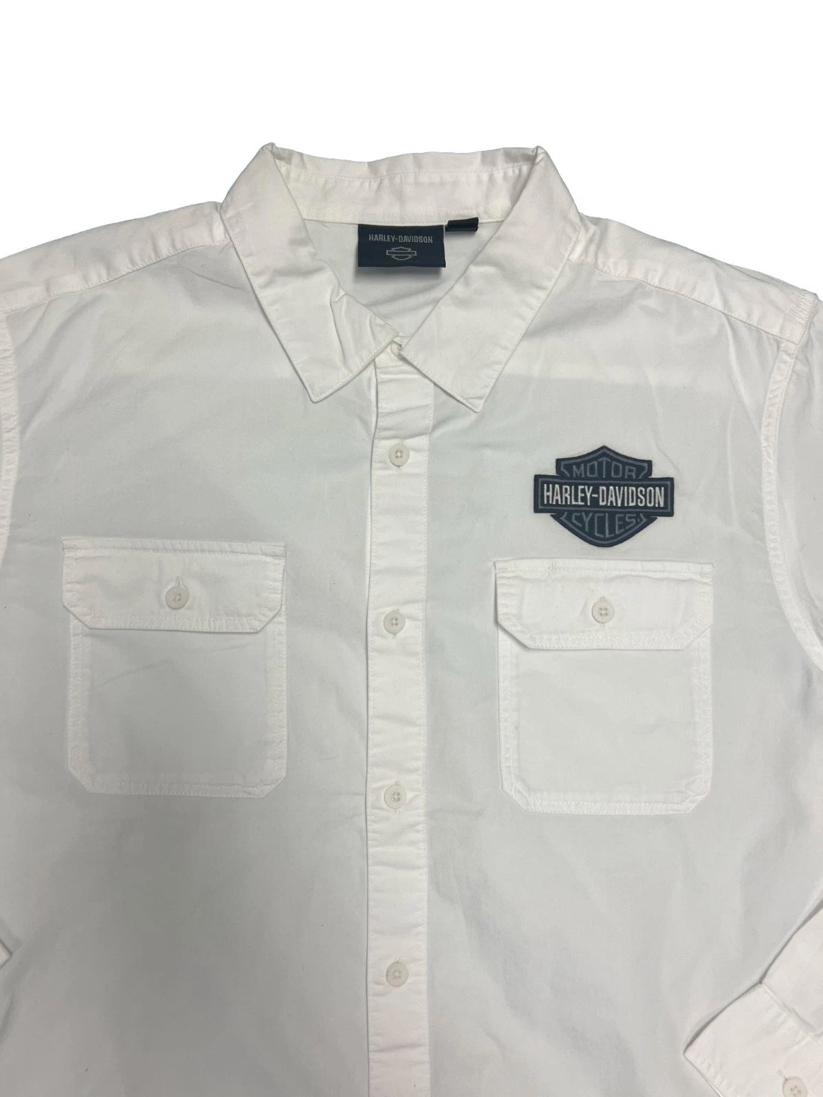 HD Brand Men's White Shirt Bar & Shield Solid Long Sleeve (340)