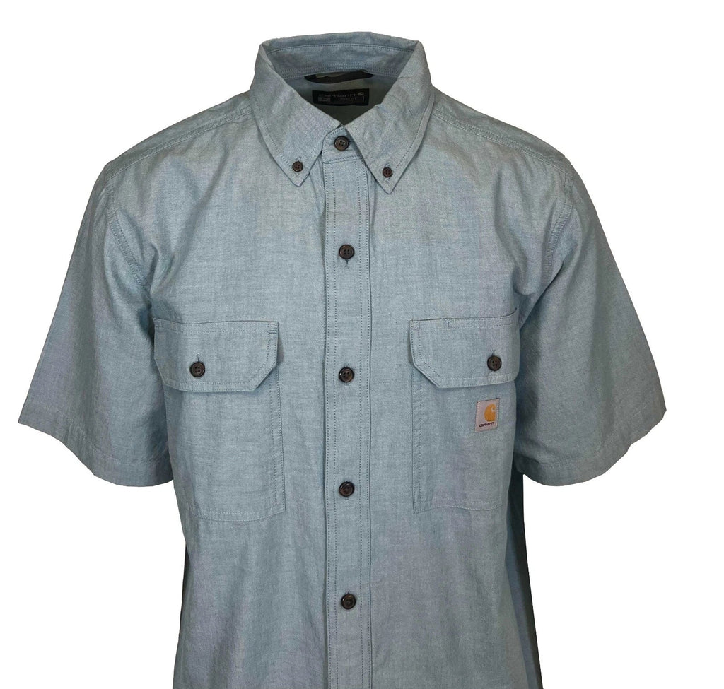 Carhartt Men's Blue Chambray Shirt Loose Fit Midweight S/S (351)
