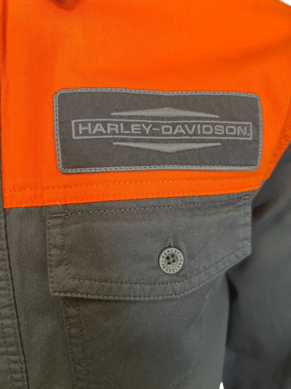 HD Brand Men's Black & Orange Shirt Stacked Bar & Shield L/S (357)