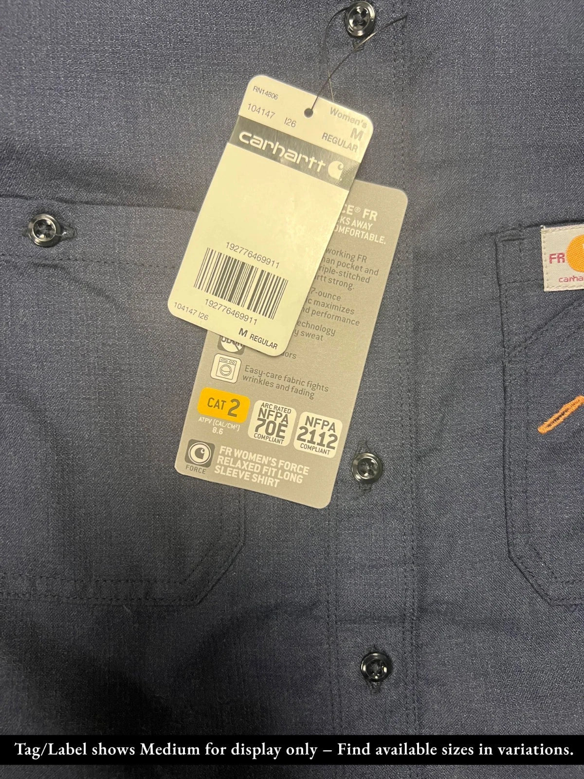 Carhartt FR Women's Navy Shirt Flame Resistant Long Sleeve Lightweight (S03)