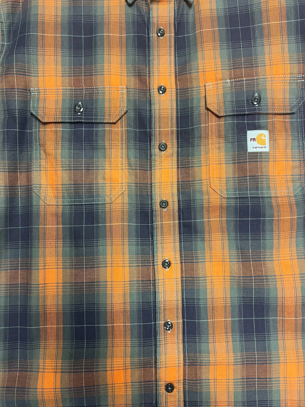 Carhartt FR Men's Orange Shirt Flex Loose Fit Midweight Twill Plaid L/S (S361)