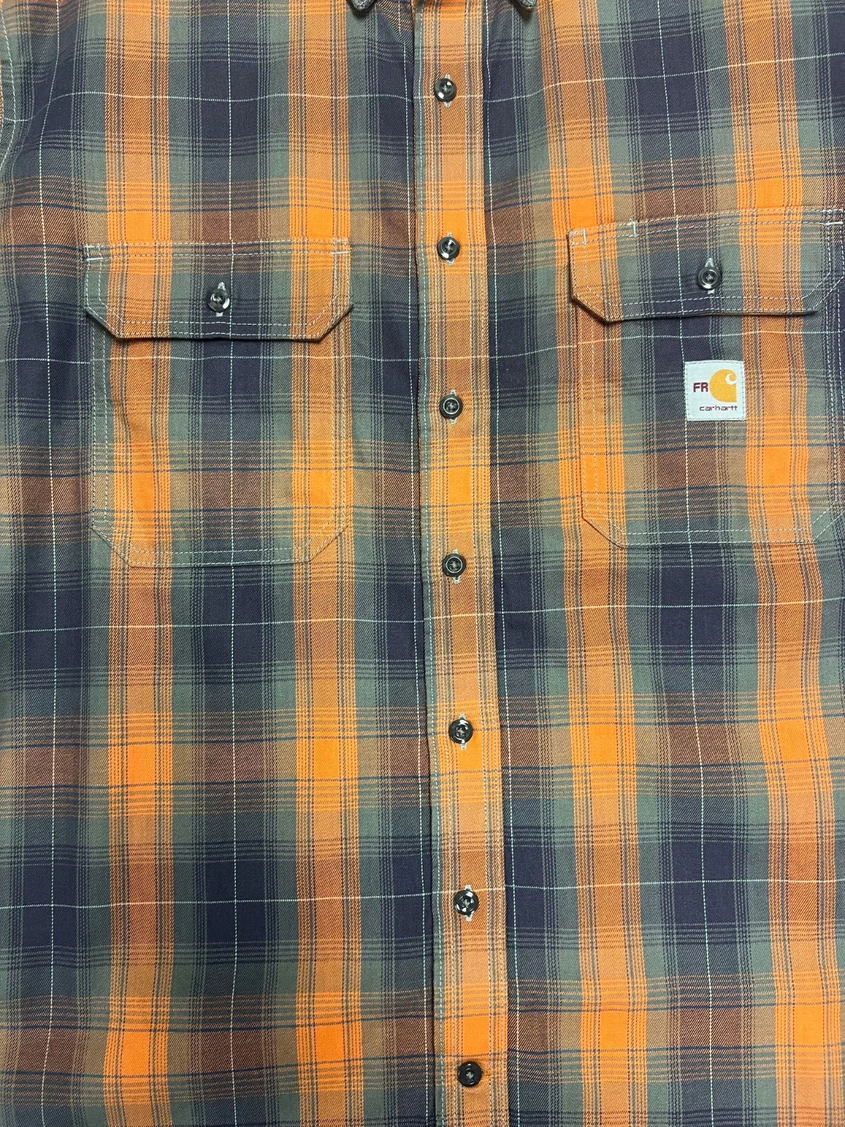 Carhartt FR Men's Orange Shirt Flex Loose Fit Midweight Twill Plaid L/S (S361)