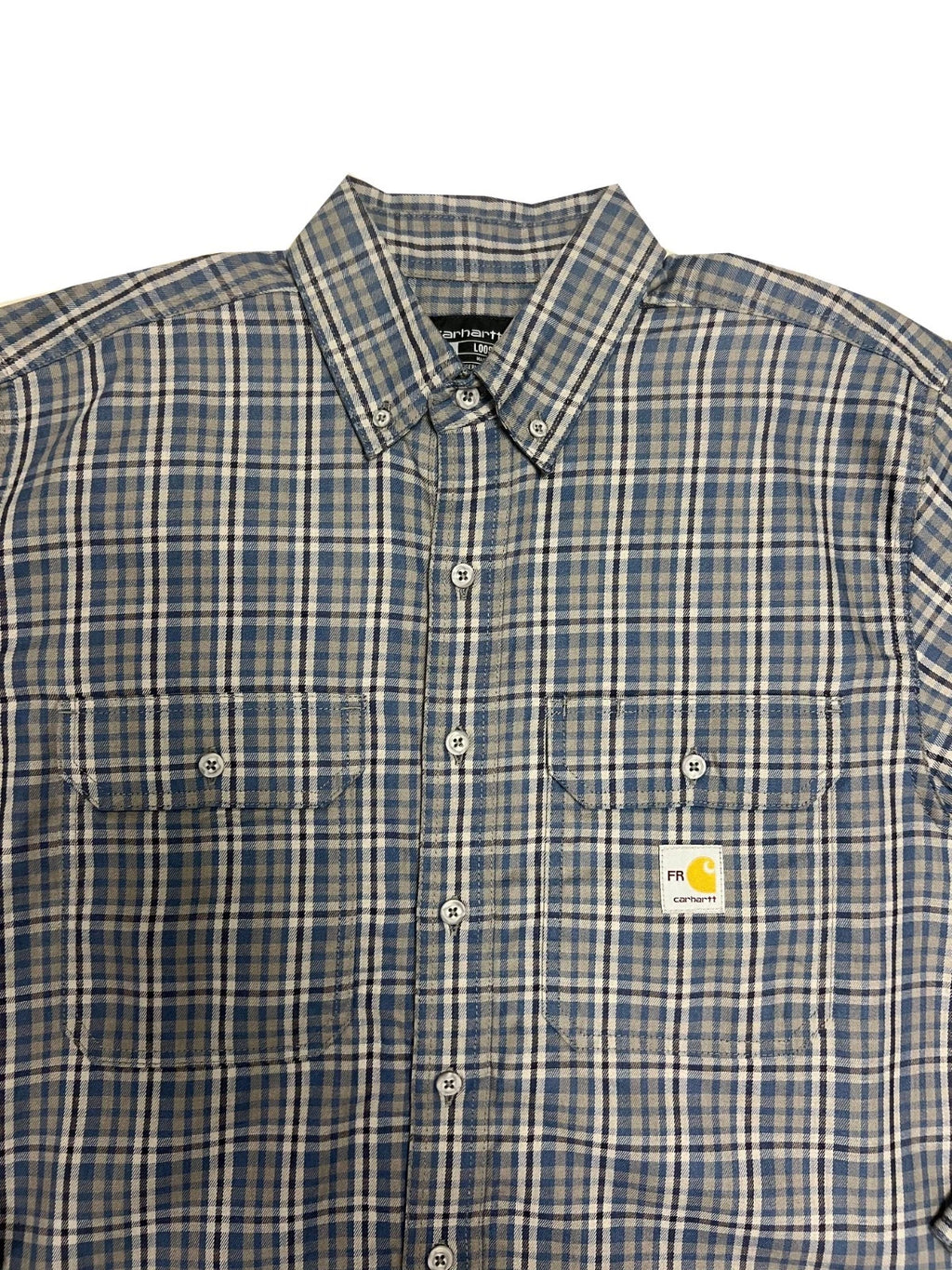 Carhartt FR Men's Blue Shirt Rugged Flex Original Fit Twill Plaid L/S (S365)