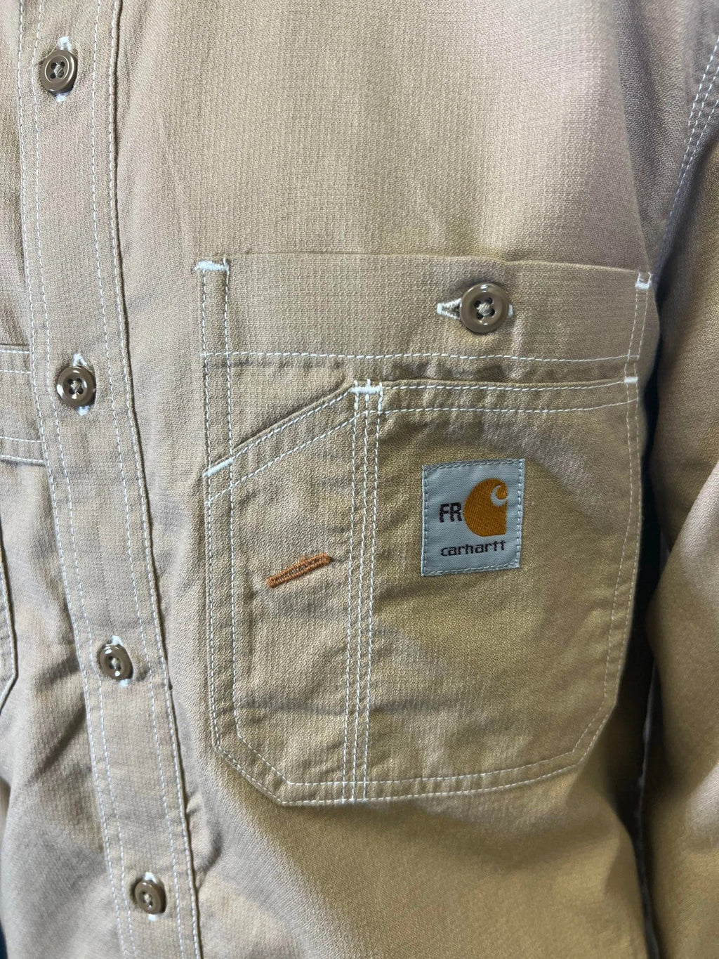 Carhartt FR Men's Dark Khaki Shirt Flame Resistant Long Sleeve Lightweight (S04