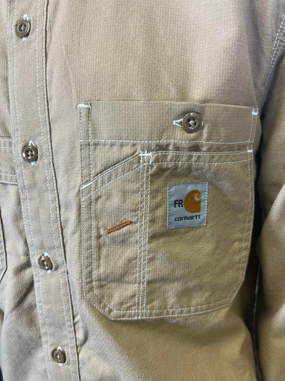 Carhartt FR Men's Dark Khaki Shirt Flame Resistant Long Sleeve Lightweight (S04