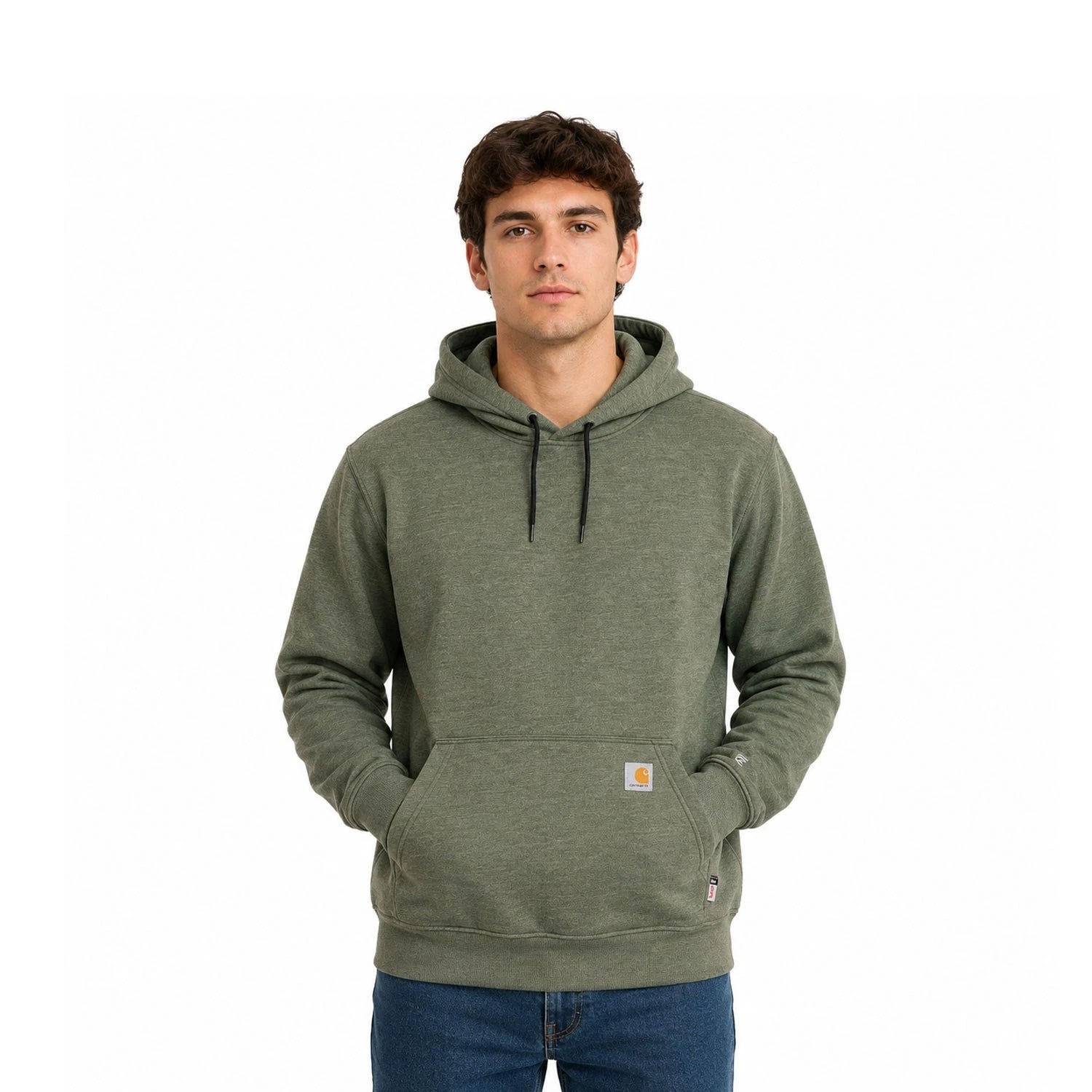 Carhartt FR Men's Moss Green Sweatshirt Midweight Hooded Pullover (S55)