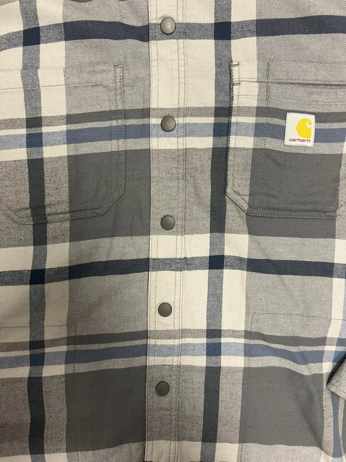 Carhartt Men's Black Gray Shirt Hooded Plaid Fleece Lined Shacket (S047)