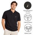 Nautica Men's True Black T-Shirt - Solid Deck Polo Tee S/S (S19)