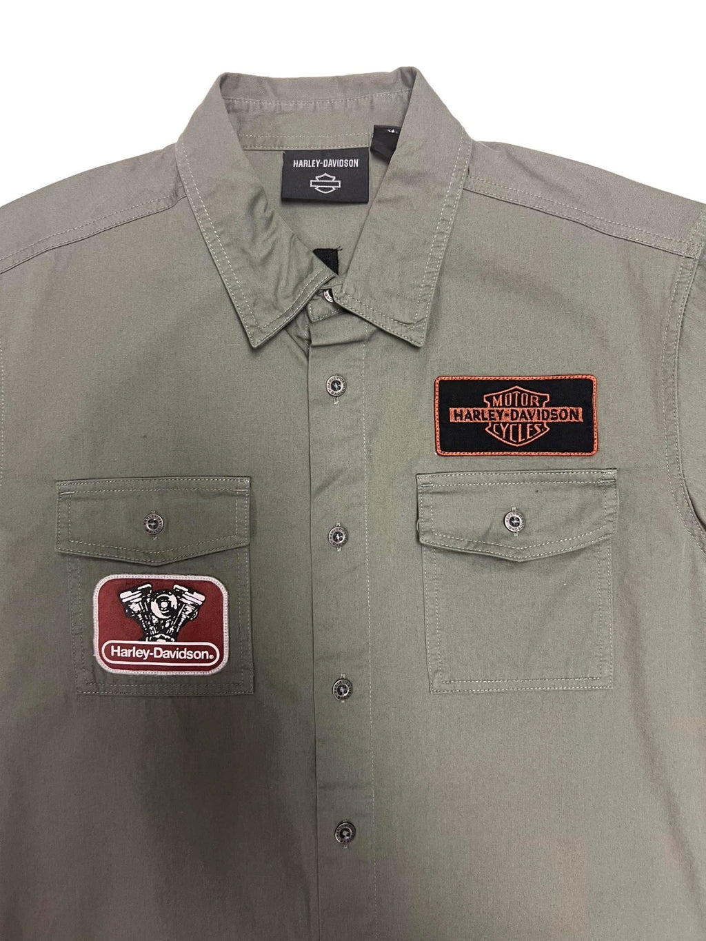 HD Brand Men's Mechanics Green Shirt V-Twin Equipped Solid S/S (S72)