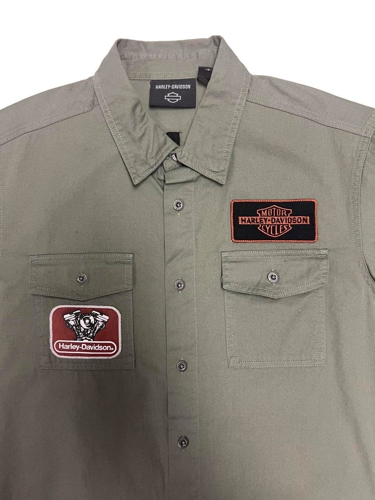 HD Brand Men's Mechanics Green Shirt V-Twin Equipped Solid S/S (S72)