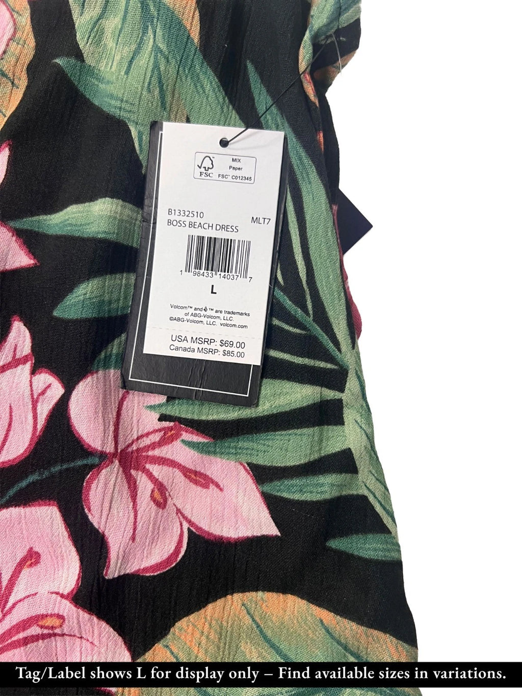 Volcom Women's Multi Color Dress - Boss Beach Lightweight Soft (S02)