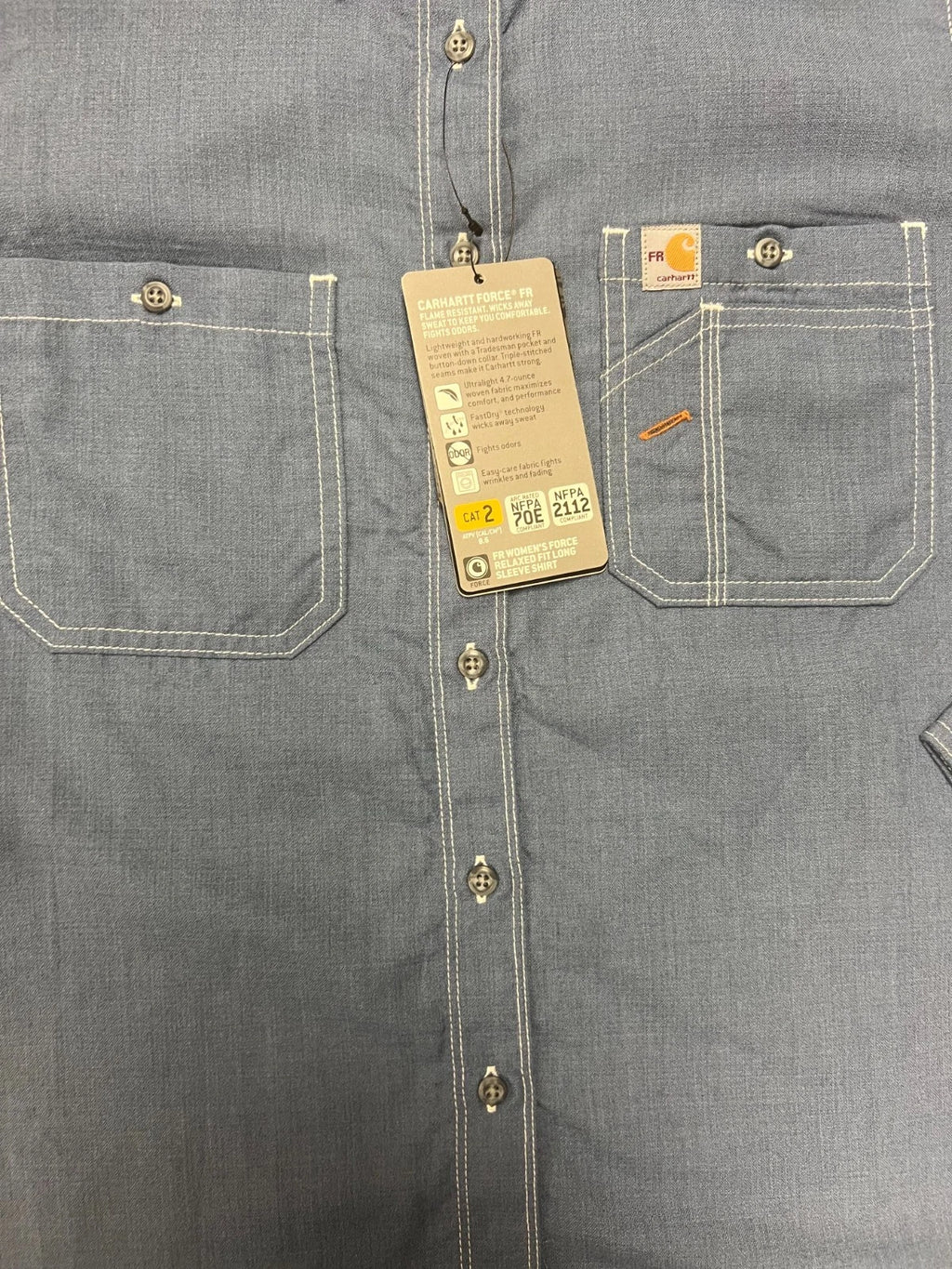 Carhartt FR Women's Steel Blue Shirt Flame Resistant Long Sleeve (S01)