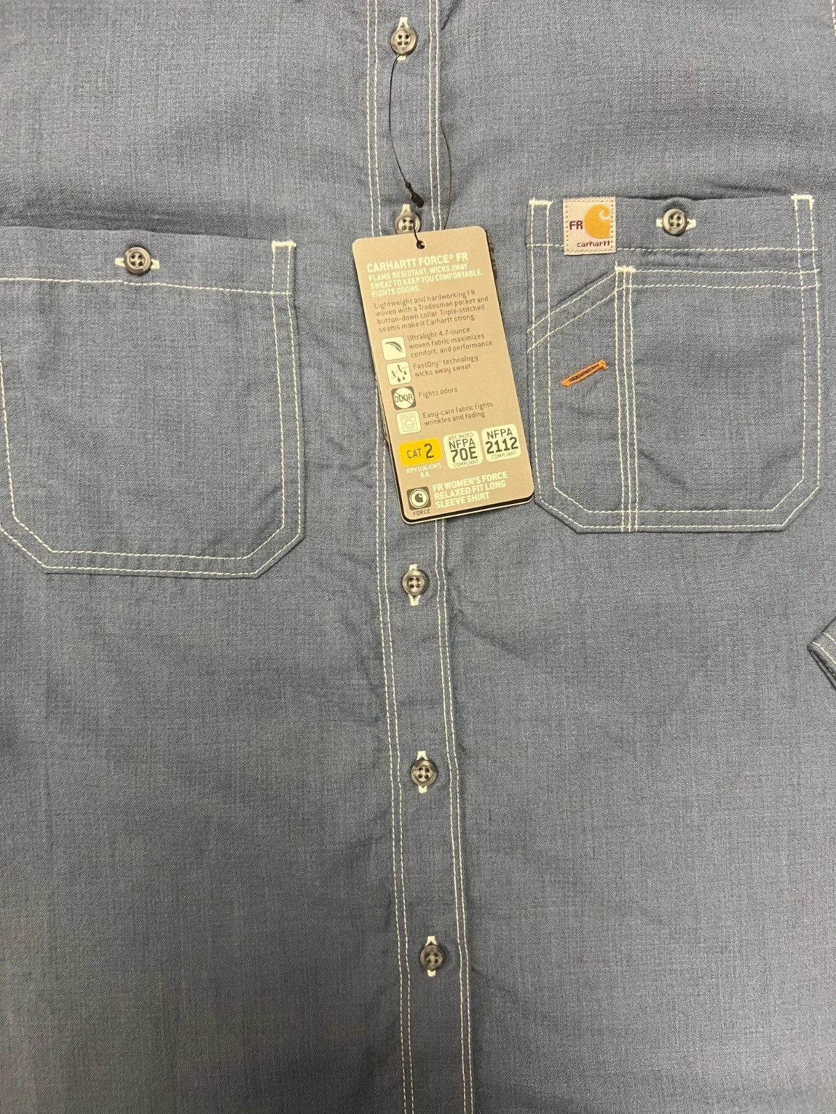 Carhartt FR Women's Steel Blue Shirt Flame Resistant Long Sleeve (S01)