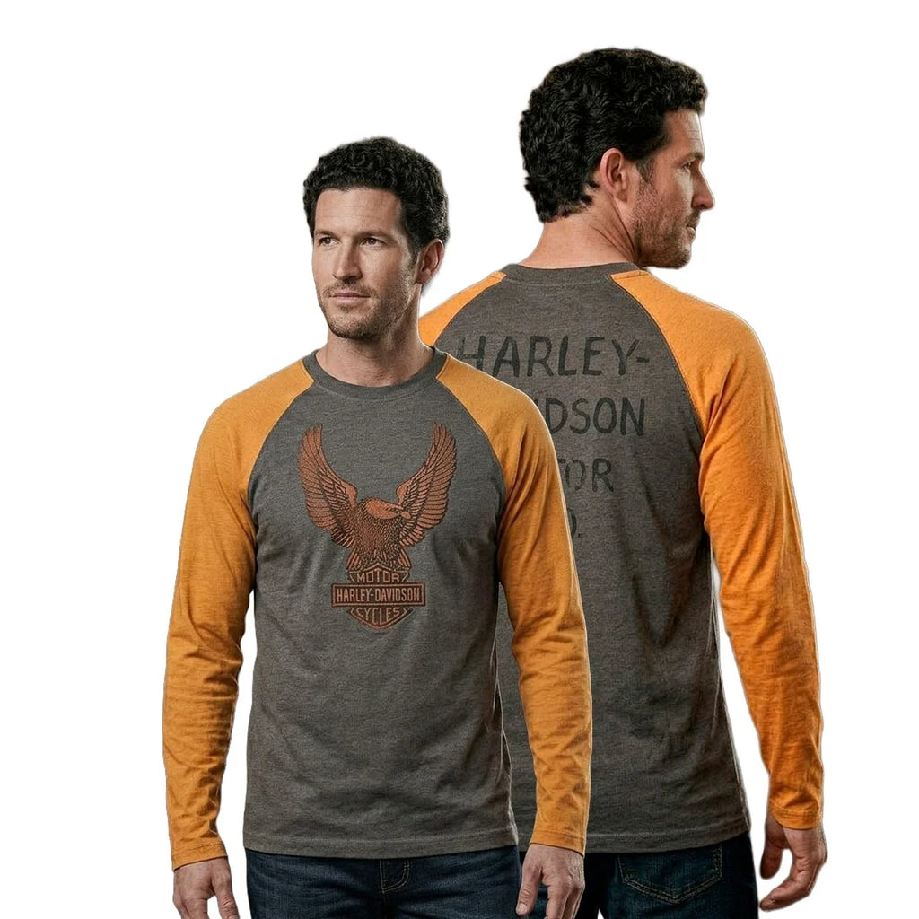 HD Branded  Men's T-Shirt Charcoal and Rust Raglan Eagle Tee (S106)