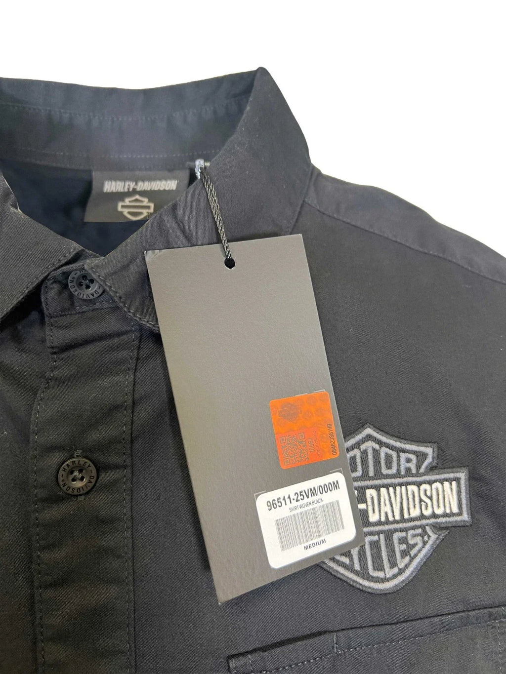 HD Branded Men’s Black Shirt Bar & Shield Solid Long Sleeve (353)