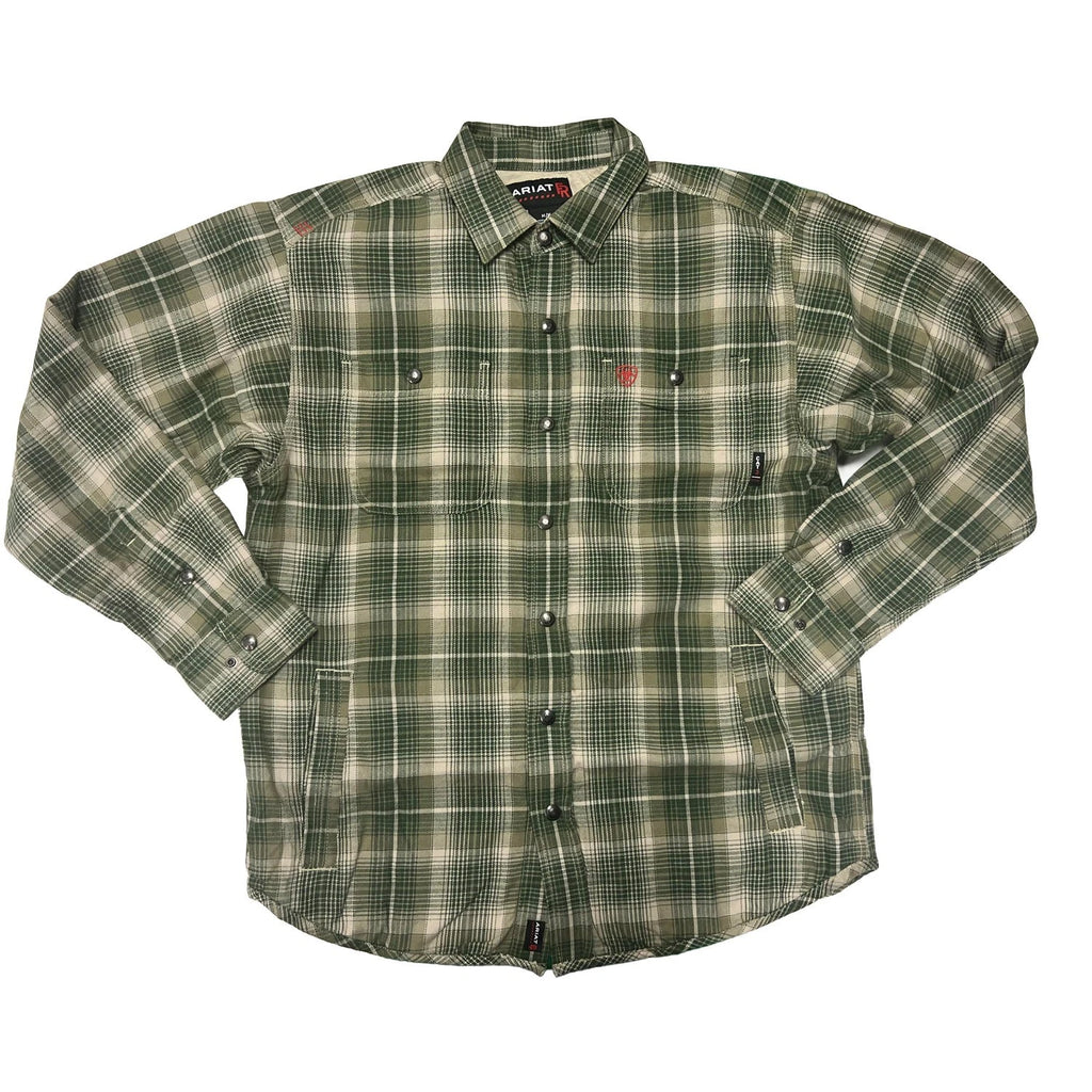Ariat FR Men's Green Plaid Shirt Monument Jacket Long Sleeve (S59)