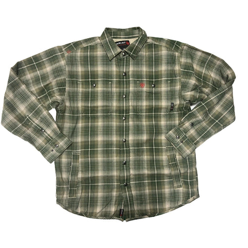 Ariat FR Men's Green Plaid Shirt Monument Jacket Long Sleeve (S59)