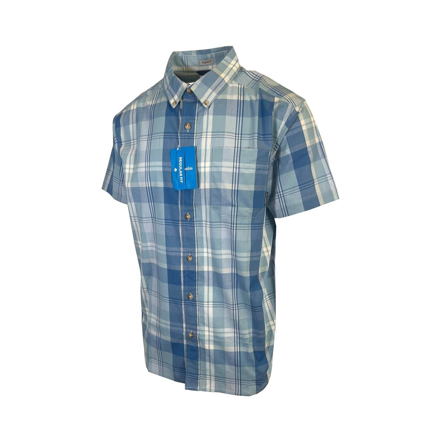 Columbia Men's Ripple Blue Multi Plaid Rapid Rivers II Short Sleeve Shirt (429)