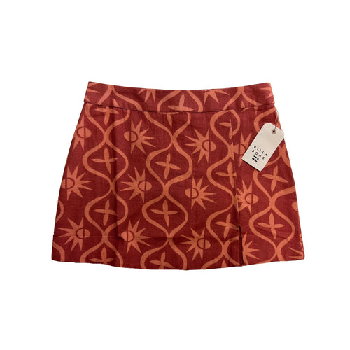 Billabong Women's Dark Coral Mini Skirt - Waves Washed Printed (S07)