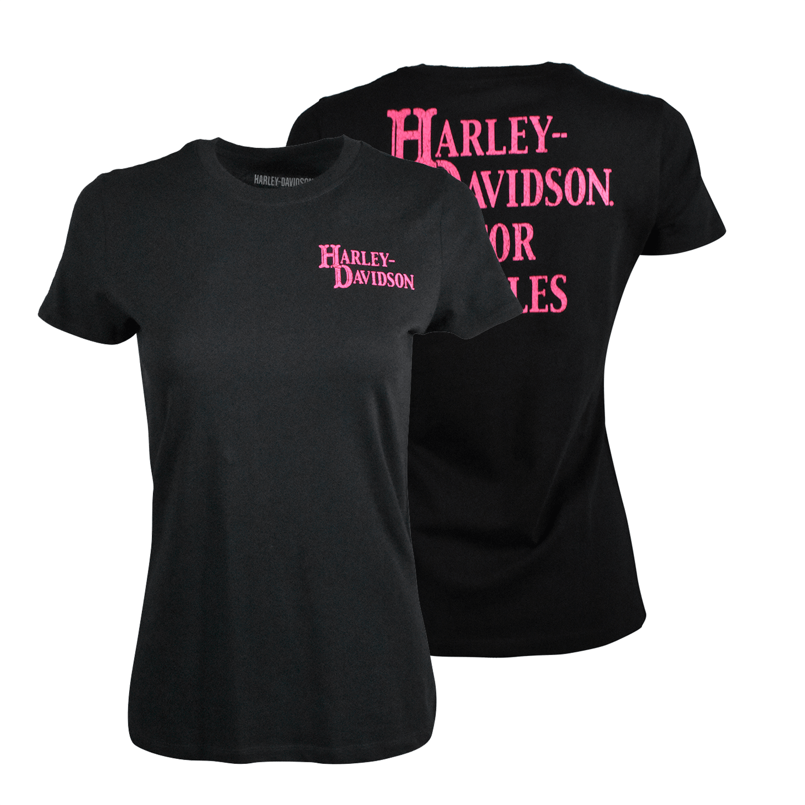 HD Branded Women's Black Pink Logo Graphic Print Short Sleeve Tee (S16)