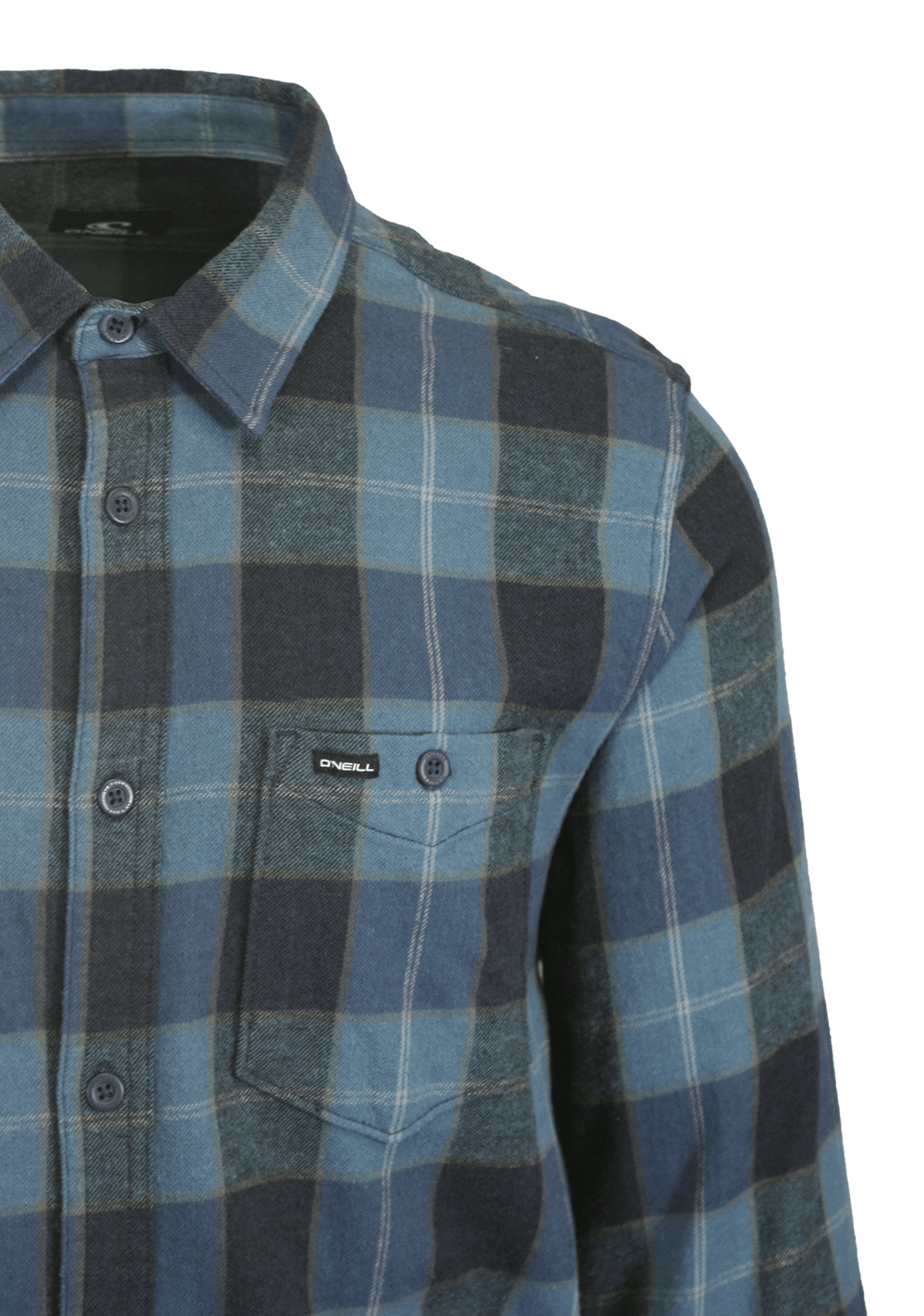 O'Neill Men's Navy Blue Shirt Redmond Plaid Stretch Flannel Long Sleeve (S24)