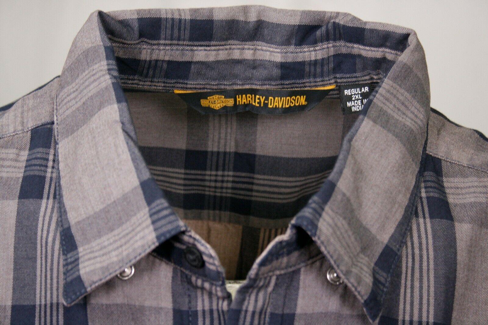 HD Branded Men's Grey Navy Plaid S/S Woven Shirt