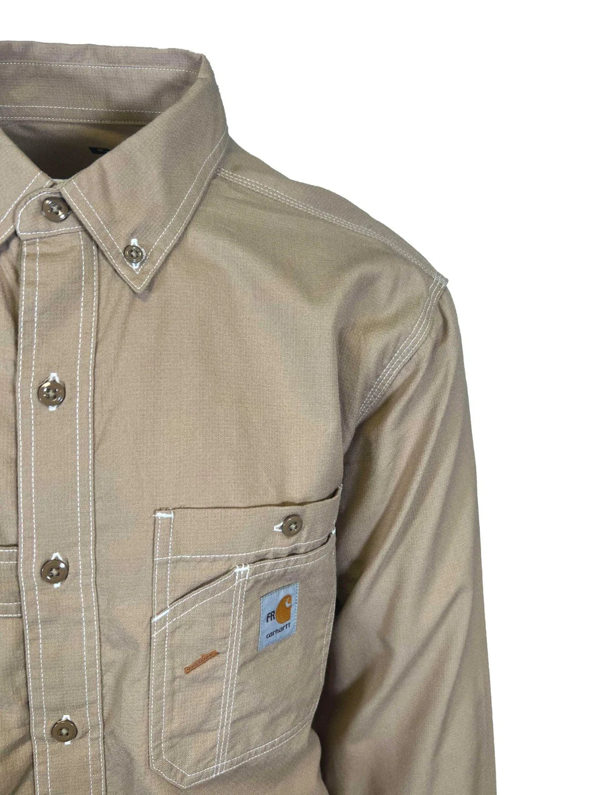 Carhartt FR Men's Dark Khaki Shirt Flame Resistant Long Sleeve Lightweight (S04