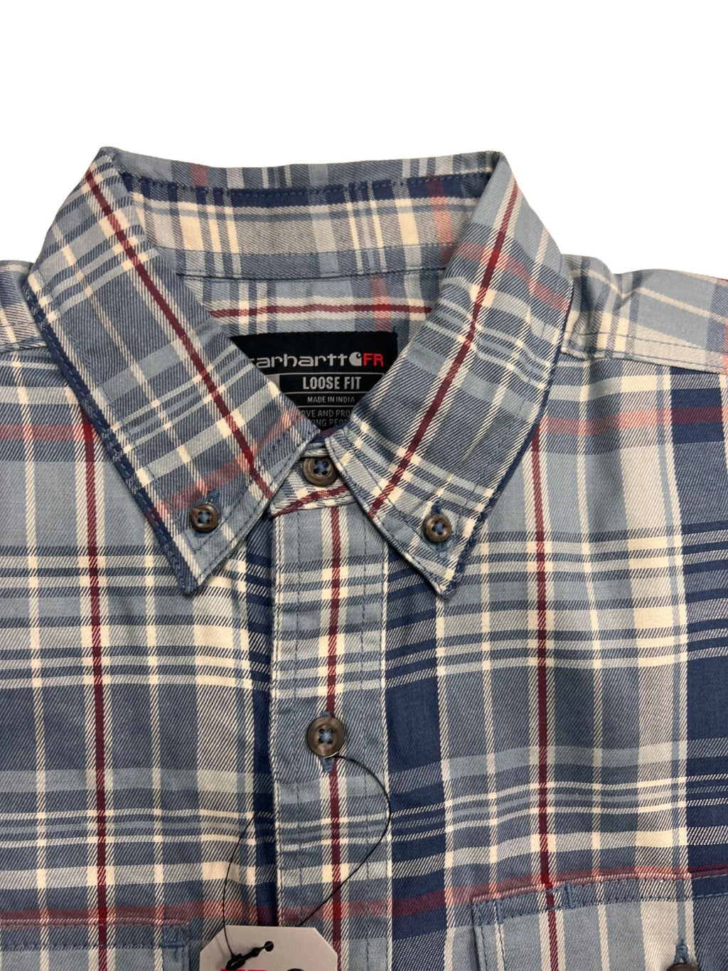 Carhartt FR Men's Slate Blue Plaid Shirt -Rugged Flex Work Wear L/S CAT 2 (S371)