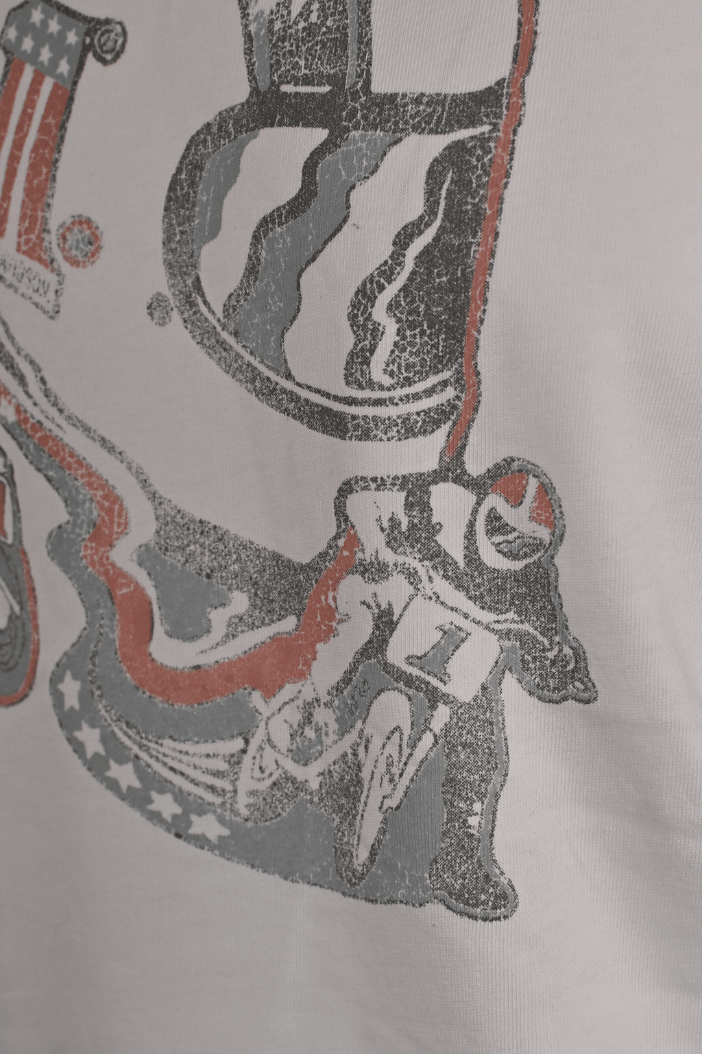 HD Branded Men's T-Shirt White Motorcycle Helmet Short Sleeve (S50)