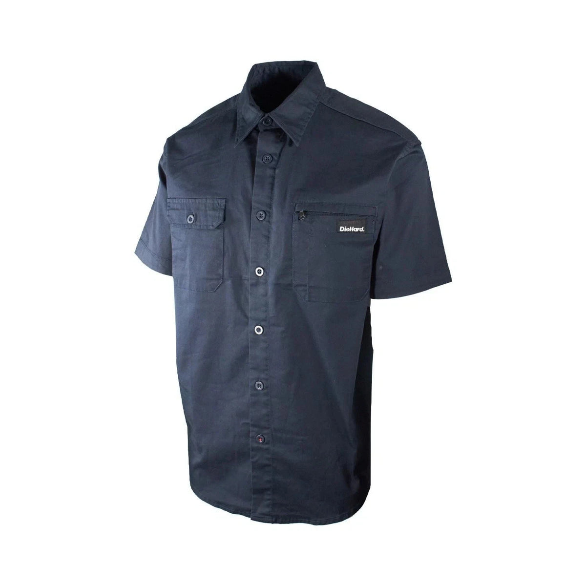 DieHard Men's Navy Blazer Shirt Work Twill Resists Short Sleeve - 2 PACK