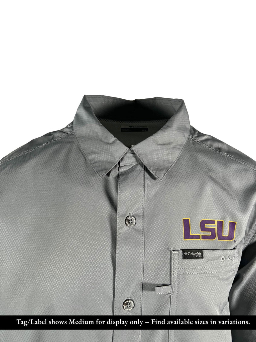 Columbia Men's Gray Shirt LSU Tigers PFG Slack Tide Omni-Shade Camp (334)