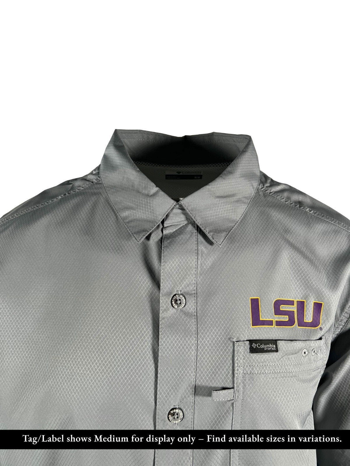 Columbia Men's Gray Shirt LSU Tigers PFG Slack Tide Omni-Shade Camp (334)