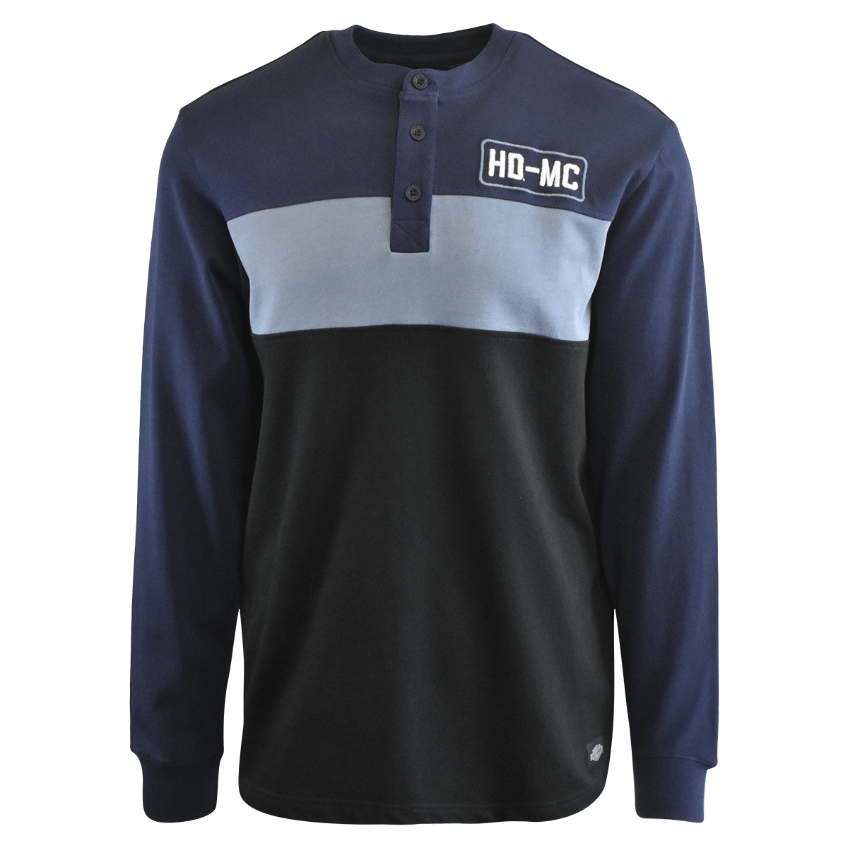 HD Branded Men's Henley T-Shirt Navy Blue Colorblock HD-MC Long Sleeve