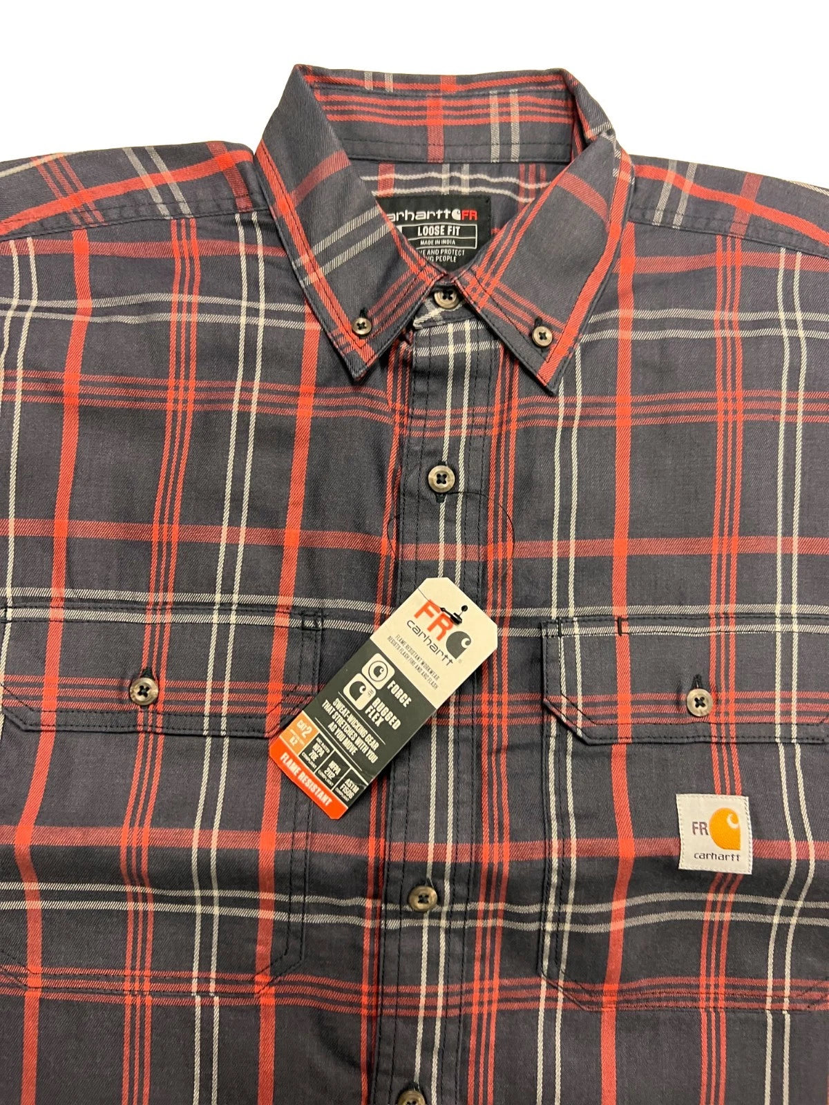 Carhartt FR Men's Red Plaid Shirt - Rugged Flex Work Wear L/S CAT 2 (S370)