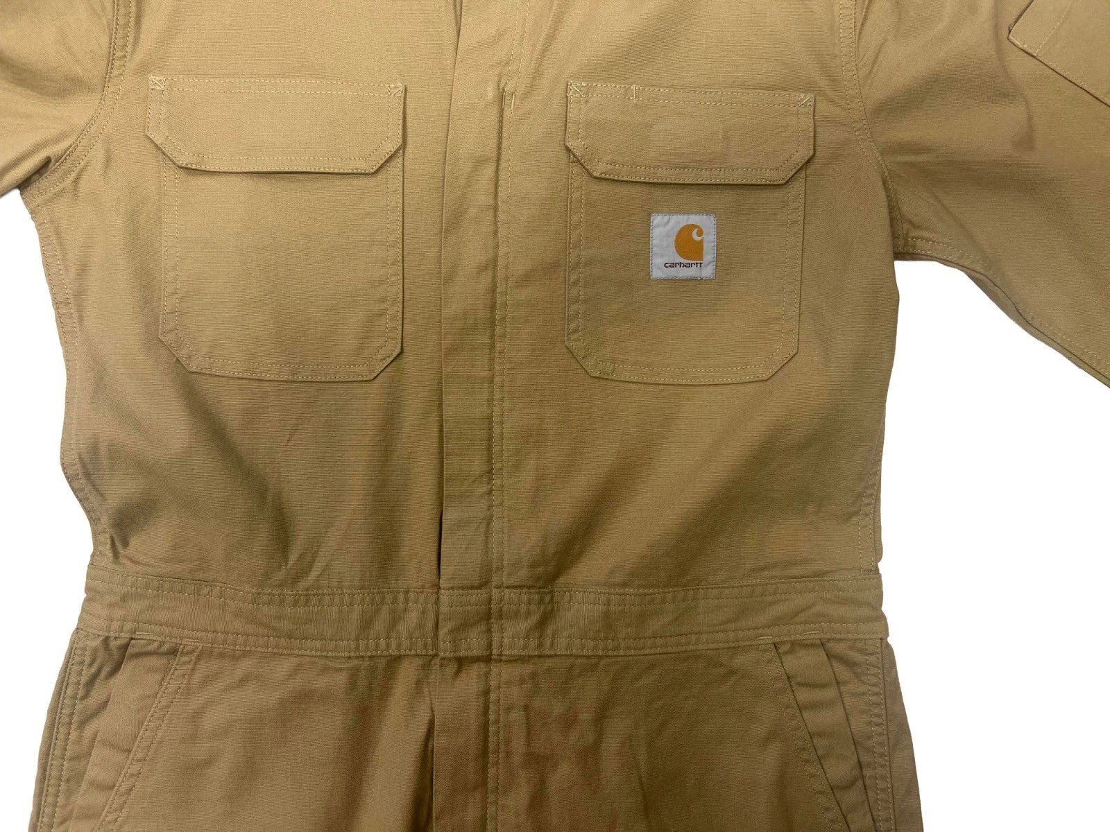 Carhartt Men's Khaki Coveralls Rugged Flex Stretch Technology Canvas (S04)