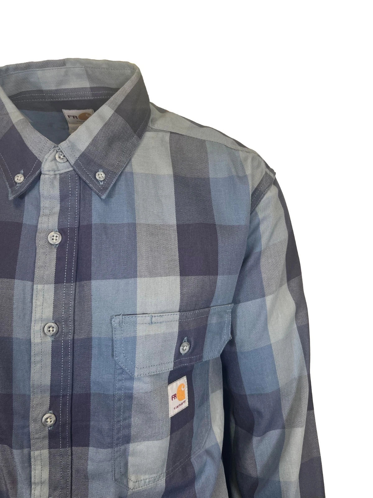 Carhartt FR Men's Blue Shirt Rugged Flex Original Fit Plaid L/S (S368)