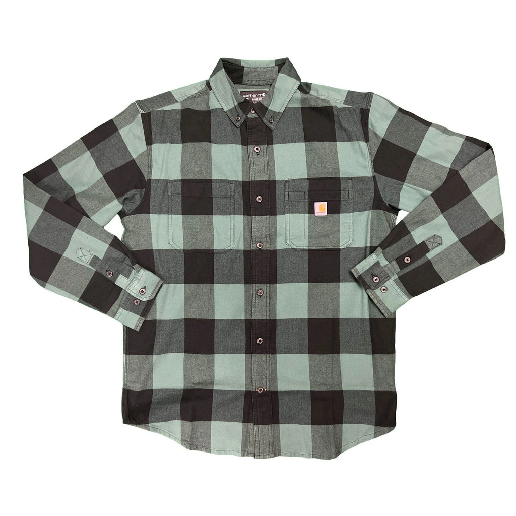 Carhartt Men's Slate Green Plaid Shirt Relaxed Fit Flannel L/S (S360)