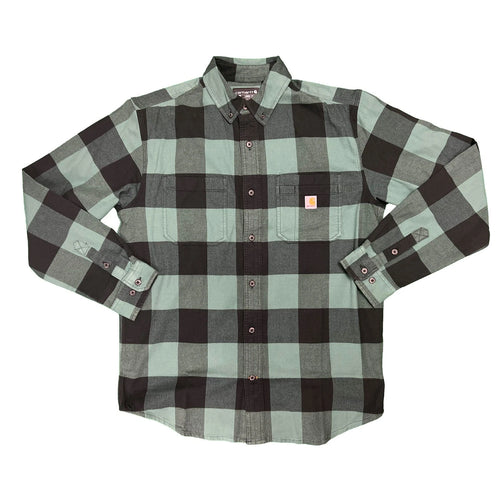 Carhartt Men's Slate Green Plaid Shirt Relaxed Fit Flannel L/S (S360)