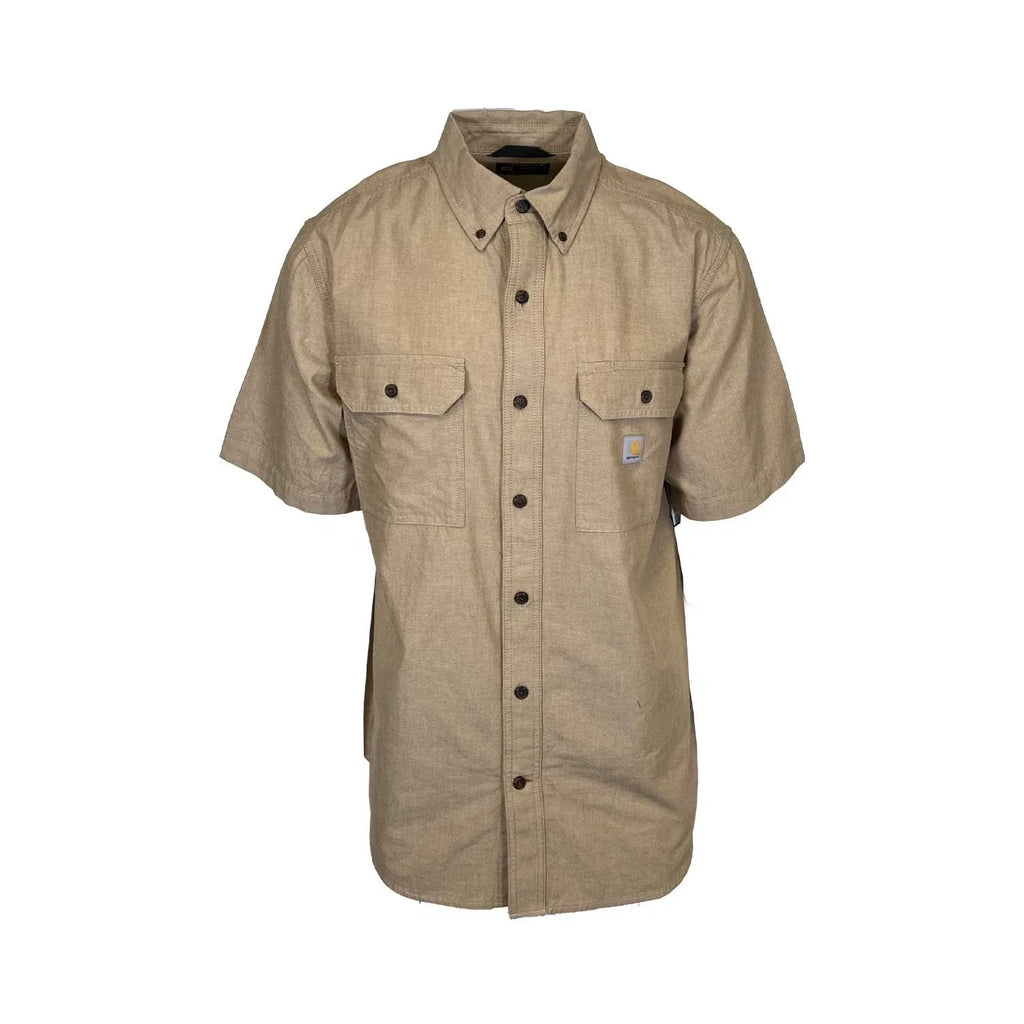 Carhartt Men's Dark Tan Chambray Shirt Loose Fit Medium Weight S/S (353)