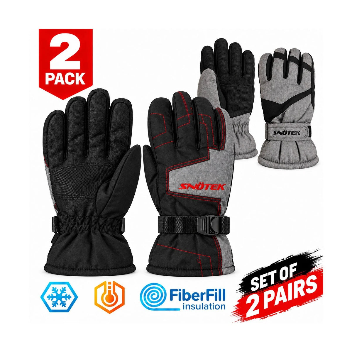Snotek Junior's Gloves - ST318 , ST6129 Winter Glove 2 Pack (S05) + (S11)