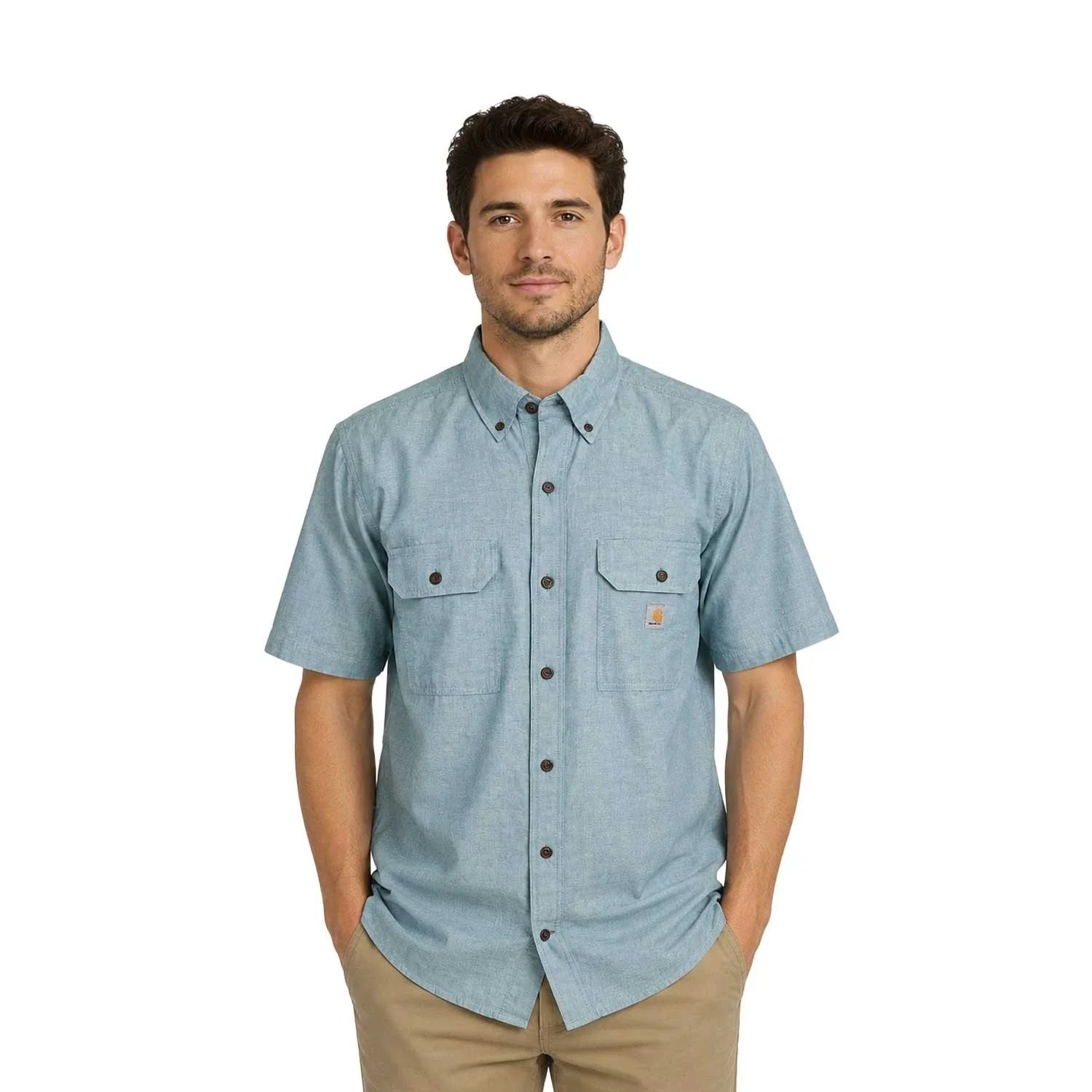 Carhartt Men's Blue Chambray Shirt Loose Fit Midweight S/S (351)