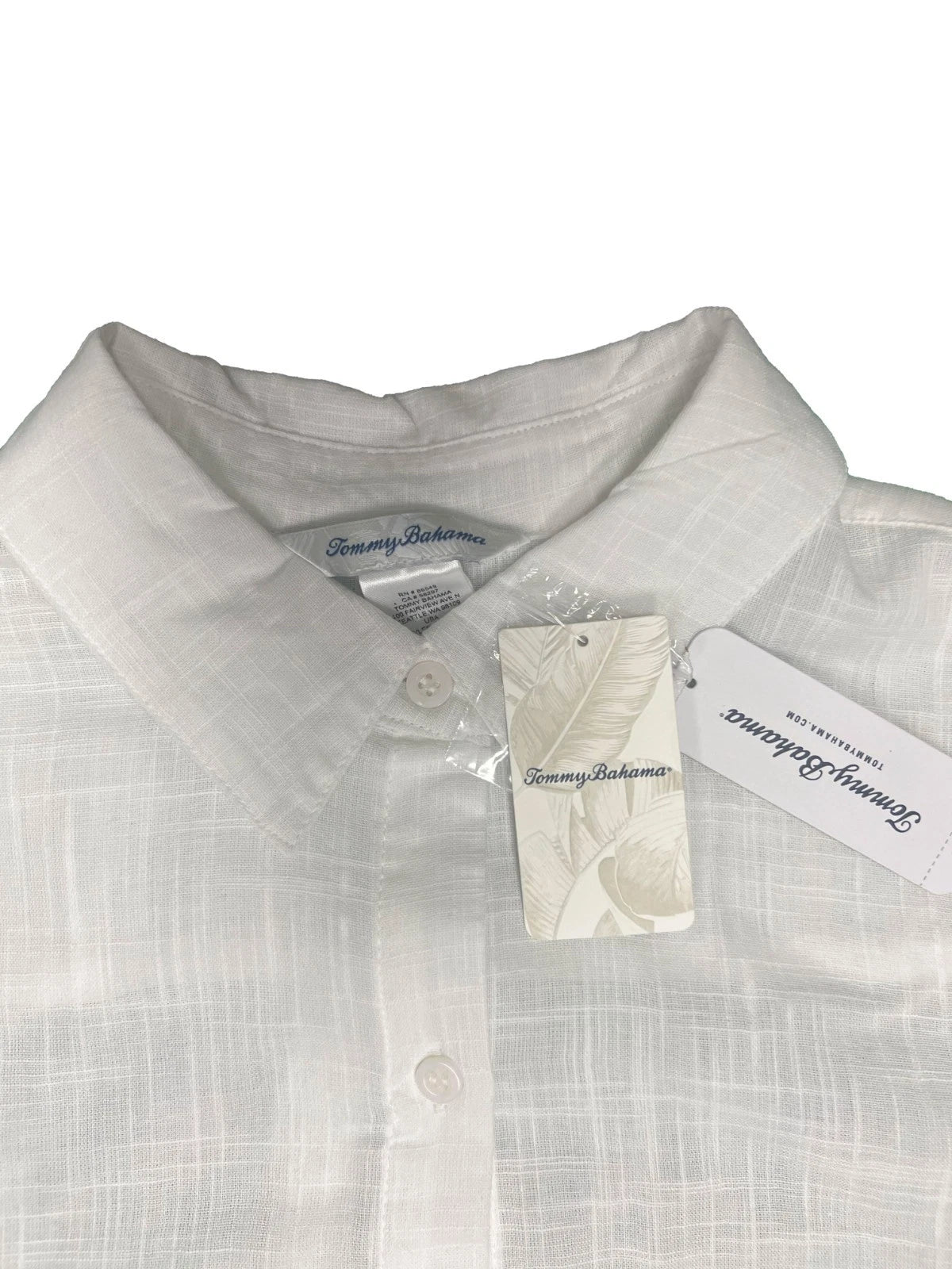 Tommy Bahama Women's White Shirt Shoreline Cotton Boyfriend Beach L/S (S07)