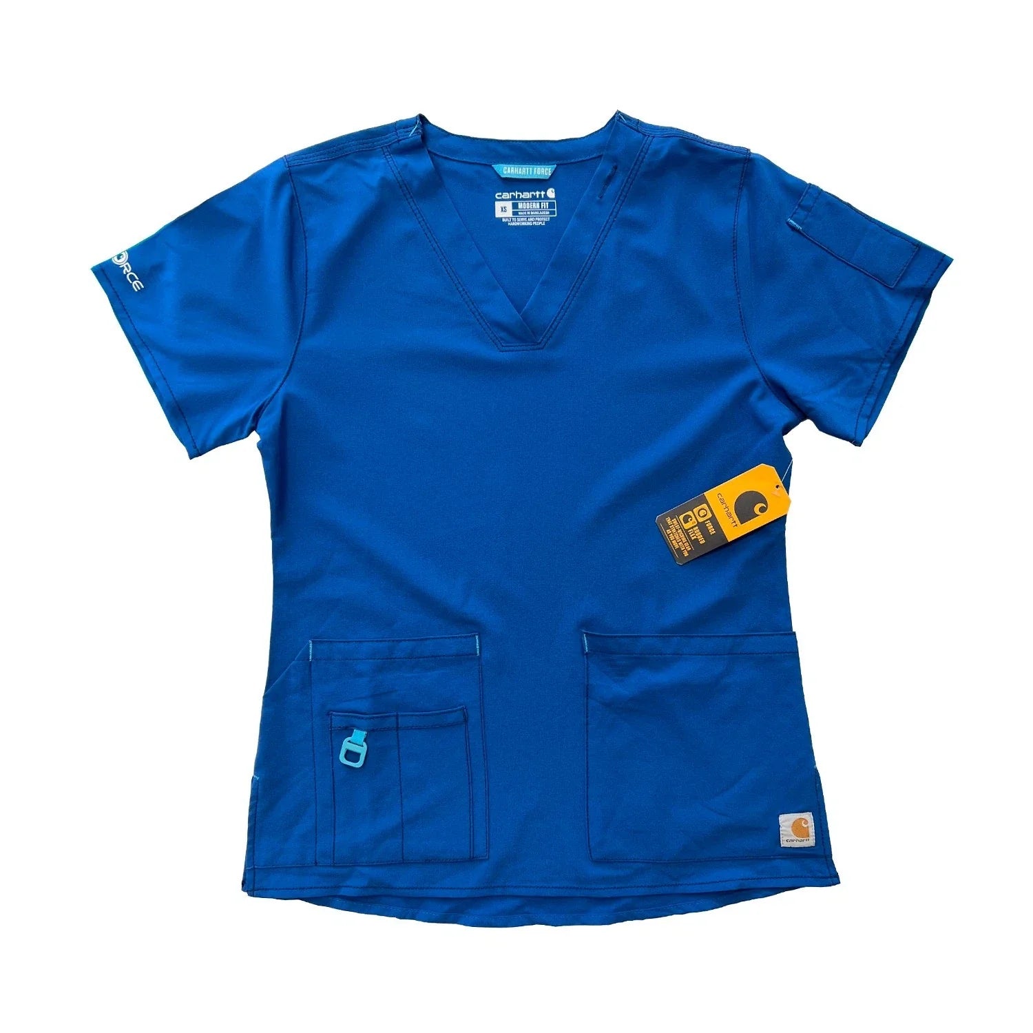 Carhartt Women's Scrub Force Pocket Rugged Flex V-Neck Solid Top D Ring (M03)