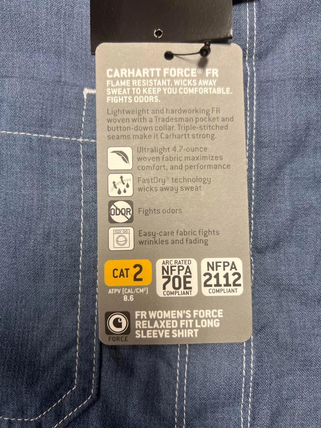 Carhartt FR Women's Steel Blue Shirt Flame Resistant Long Sleeve (S01)