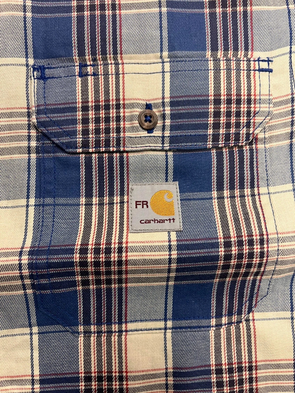 Carhartt FR Men’s Blue & White Plaid Shirt Rugged Flex Workwear L/S CAT 2 (S373)